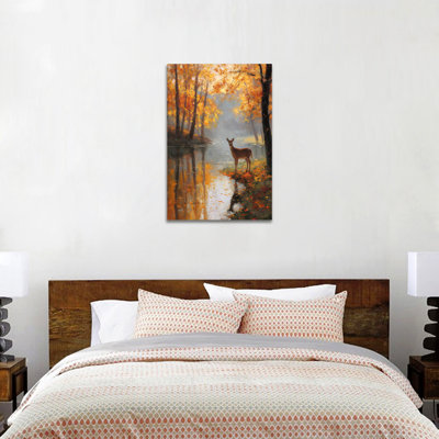 Impression d'art sur toile, bois d'automne, image de forêt, art de la toile de qualité supérieure pour le bureau de la chambre à coucher, encadré prêt à accrocher 18 x 24 po, 18 po x 24 po