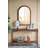 24X36" Arched Pine Wood Accent Mirror With Textured Brown Frame