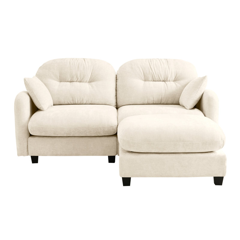 Elmsforde Modular Sectional Sofa with Chenille Fabric and Tufted Backrest Design, Beige Chenille, 36.6" H x 74" W x 59.4" D