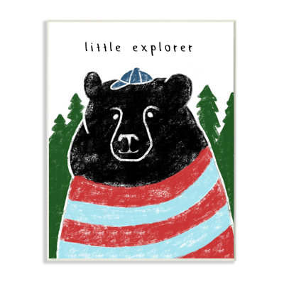 «Little Explorer Children», dessin à l'ours noir par Jeanette Vertentes - impression d'art graphique