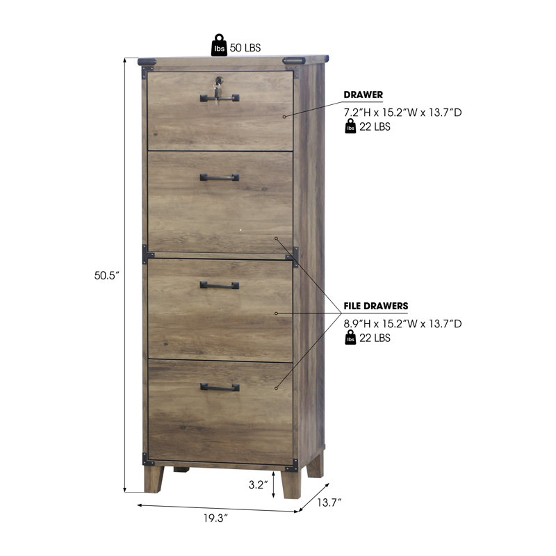 Sparacino 19.3'' Wide 4 -Drawer File Cabinet