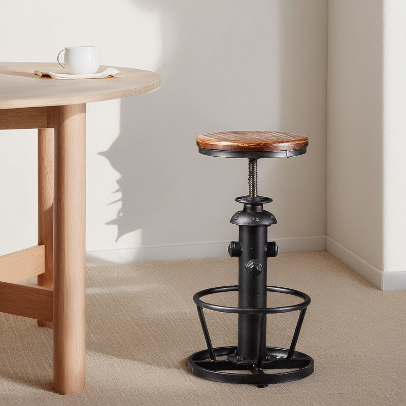Tabouret de bar antique et industriel, Noir