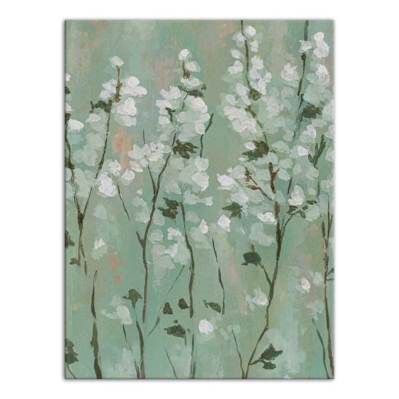 Fleur de cerisier vert sur toile, H 16 po x l 12 po x P 1,25 po