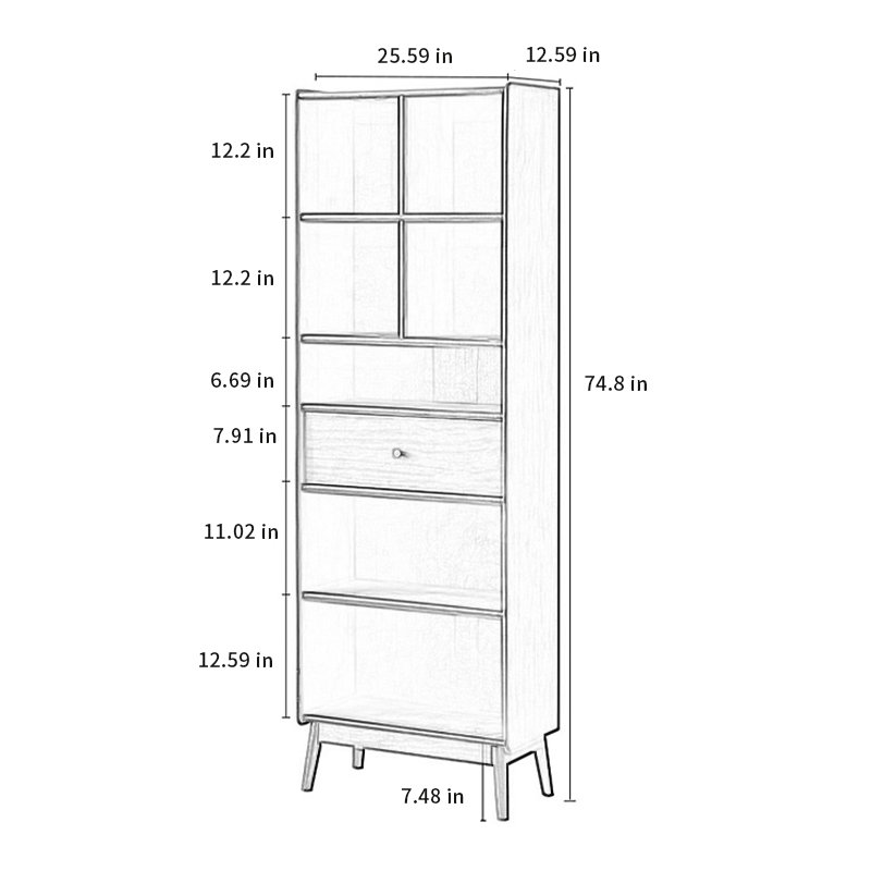 Bibliothèque standard H 74,8 "x l 25,59"