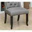 Chaise d'appoint 2 pièces pour salle à manger de style rustique, finition noire et grise antique, bouton à oreilles avec garniture cloutée, tissu en bois massif, pièce d'une hauteur de 42,5 po, couleur, tissu inspiré du lin