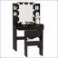 Bureau de maquillage avec 10 ampoules réglables Hollywood, coiffeuse cannelée avec station de charge, tiroirs et tablettes