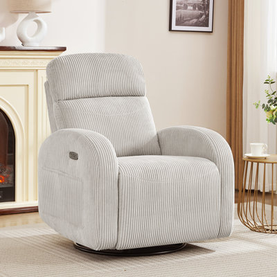  Delba 37" Modern Upholstered Power Swivel Rocker Glider Recliner Nursery Chair With USB Port,Type-C Port