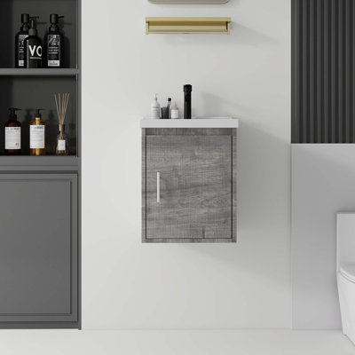 Floating Bathroom Vanity with Soft-Close Doors and Ceramic Sink