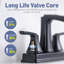 Matte Black Bathroom Faucet - 4 Inch Centerset Waterfall Faucet With 2 Handles, 360 Degree Swivel Spout, 3 Hole Sink, Pop Up Drain-125225731