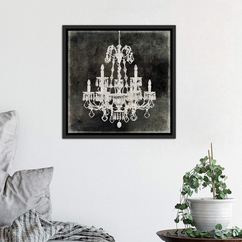 «Chandelier II», reproduction, H 18 po x l 18 po x 1,5 po, Toile avec cadre noir patiné