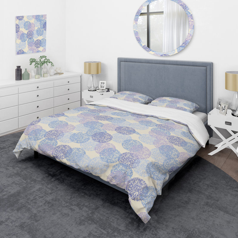 Ensemble de housse de couette en microfibre bleu / mauve 2 pièces Blue Circle