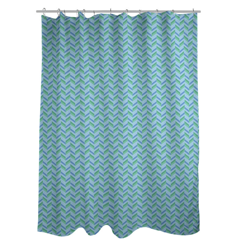 Rideau simple à chevrons, Bleu / Vert
