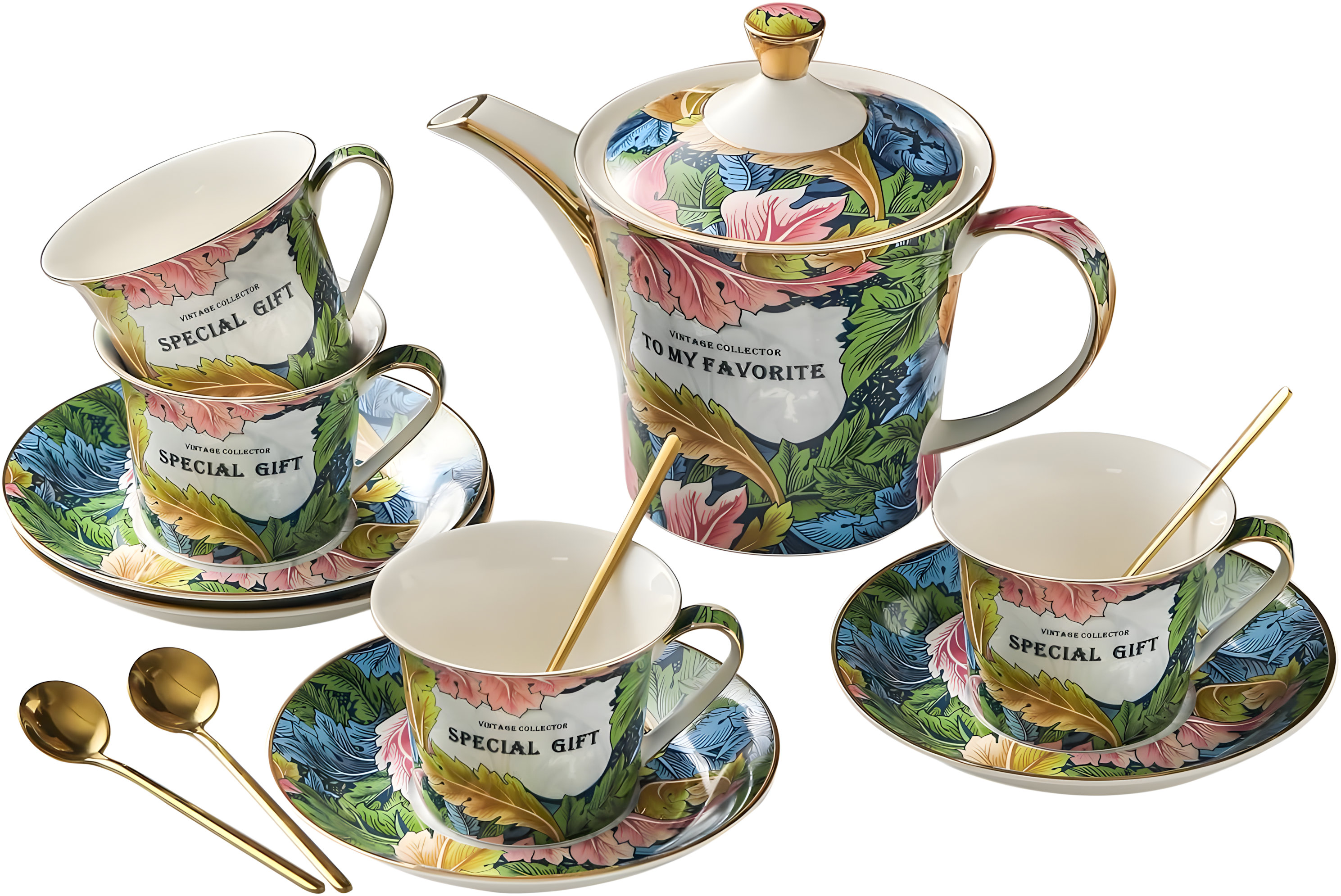 Bloomsbury Market 15-Piece Porcelain Tea Set For Adults, Elegant Bone ...