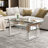 Glass Coffee Table With 2 Tier Glass Boards & Sturdy Metal Legs, Mirrored Clear Rectangle Glass End Table Coffee Tea Table For Home Office