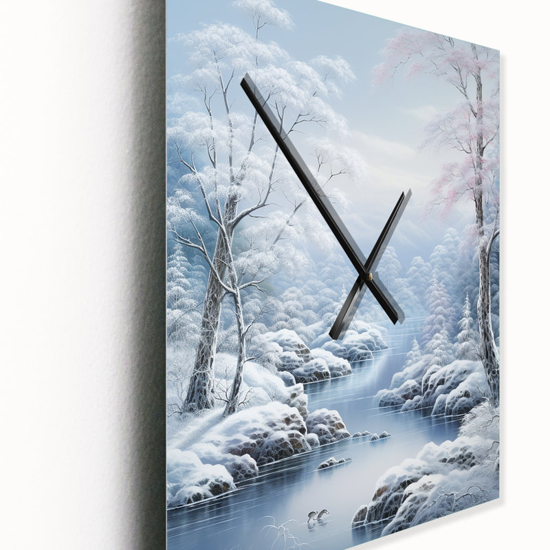 Gavinn - Horloge murale moderne neige, Petit