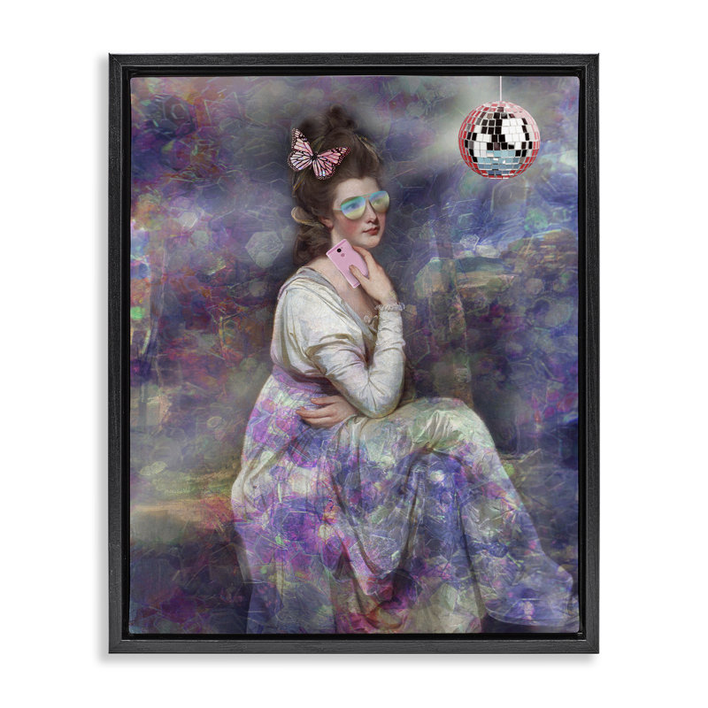 «Timeless Woman with Disco Ball», art mural encadré flottant noir par George Romney, Cadre flottant noir de jais