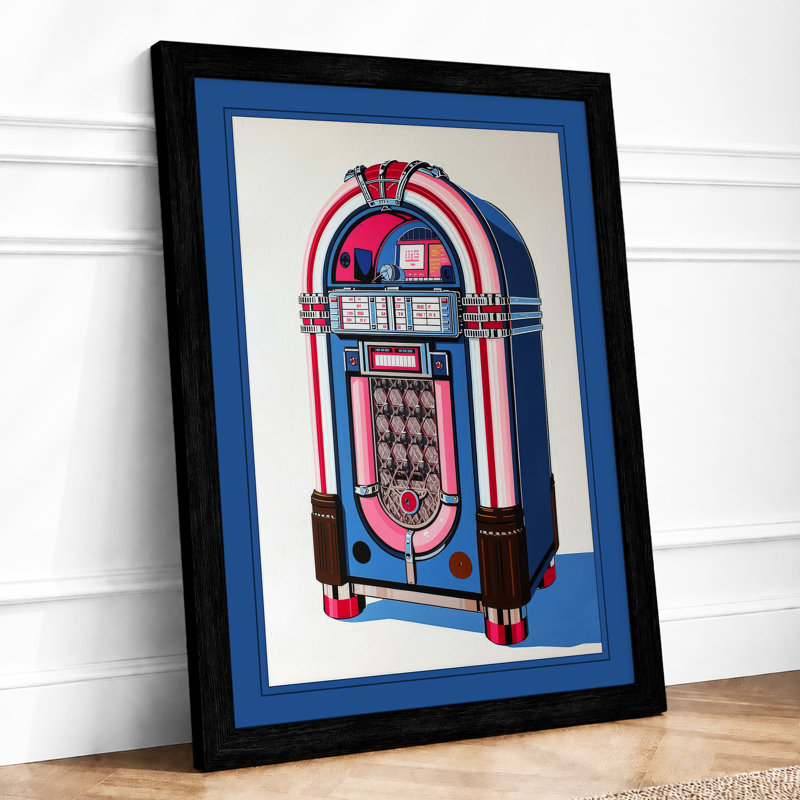 Jukebox Retro - Framed Print, A2 - 59.4 x 42.0 cm, Black