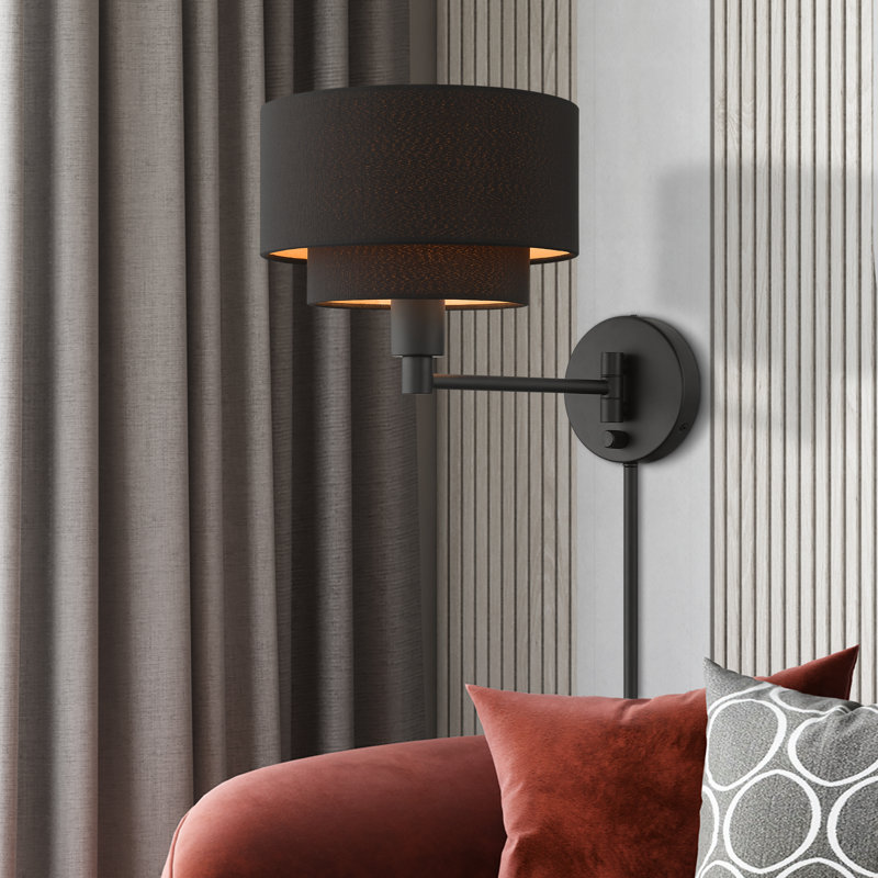 Swing Arm Sconce, Black, Black