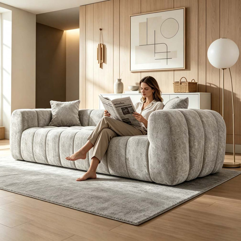 102.7" Oversized Cloud Compressed Sofa, Camel
