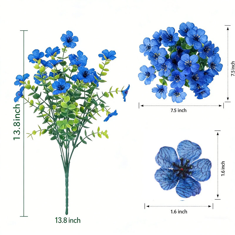 Ensemble de 10 plantes artificielles bleues eucalyptus violet artificiel 13,8 po de long à vapeur UV