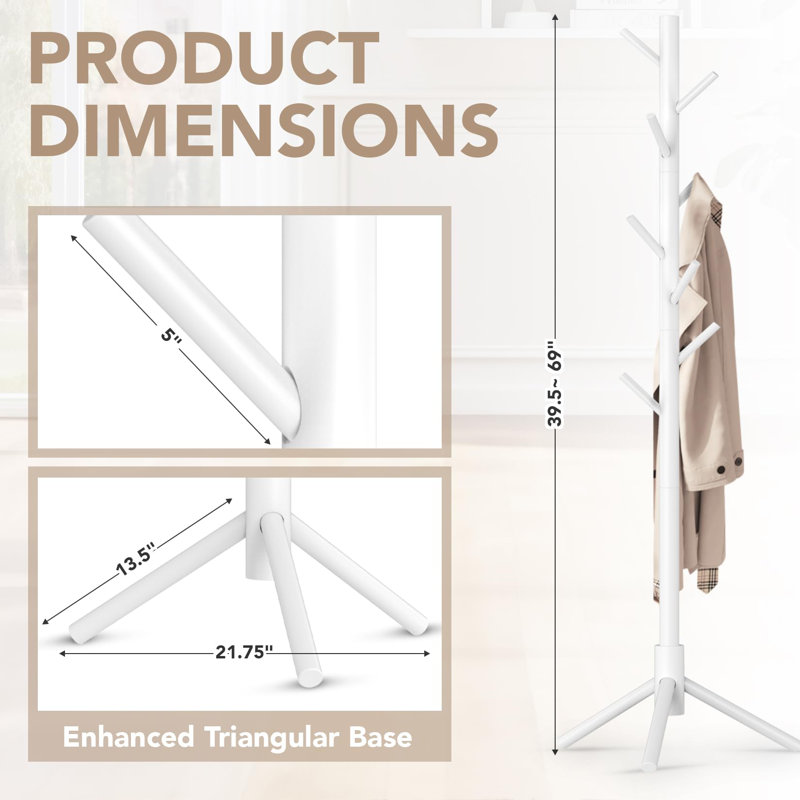Portemanteau en bois pour portemanteau, Blanc