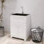 Armoire de buanderie autoportante moderne de 24 pouces avec évier et robinet en acier inoxydable, tête de drain-119603142