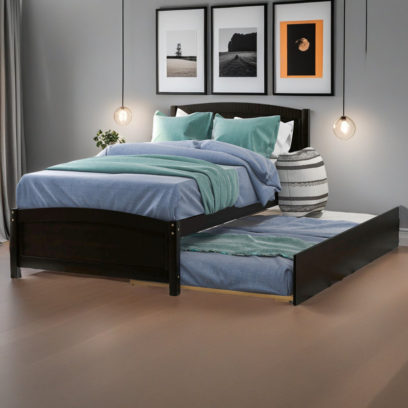 Lit plateforme simple avec lit gigogne, Espresso