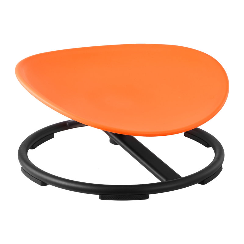 Chaise sensorielle pivotante orange pour enfants avec base métallique antidérapante, capacité de 100 kg, siège rond pivotant pour l'équilibre et la coordination
