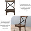 Chaise de salle à manger vintage en bois massif brun avec dossier en croix métallique en forme de X