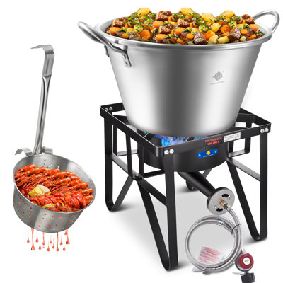 Cazo Para Carnitas mexicain en fonte Arc 69qt avec poêle au propane de 200 000 Btu, idéal pour les carnitas, le braisage, l'ébullition de fruits de mer, la friture inoxidable de wok comal, pour la cuisine en plein air