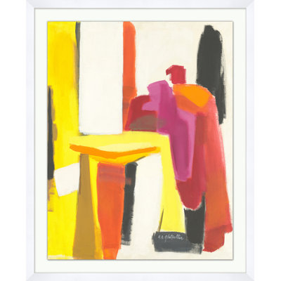 «Red Block Structure No. 1» par Christopher Kennedy - peinture encadrée sur papier