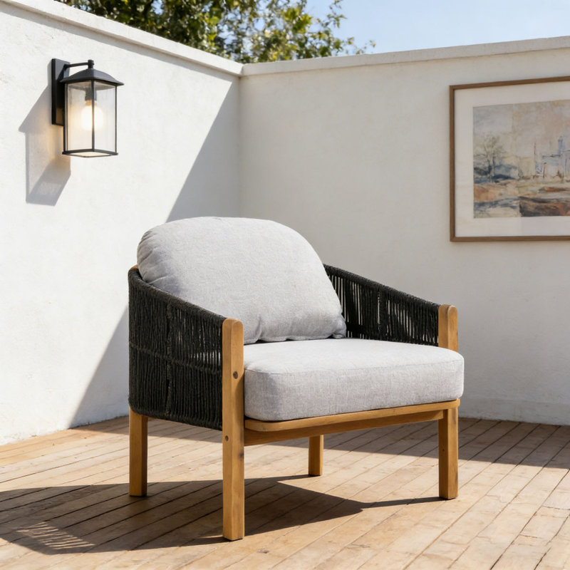 Outdoor Wood Club Chair, Gray-Quantity 1