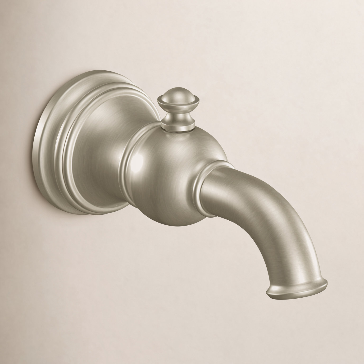 Weymouth Wall-Mounted Tub Spout with Diverter, Brushed Nickel
