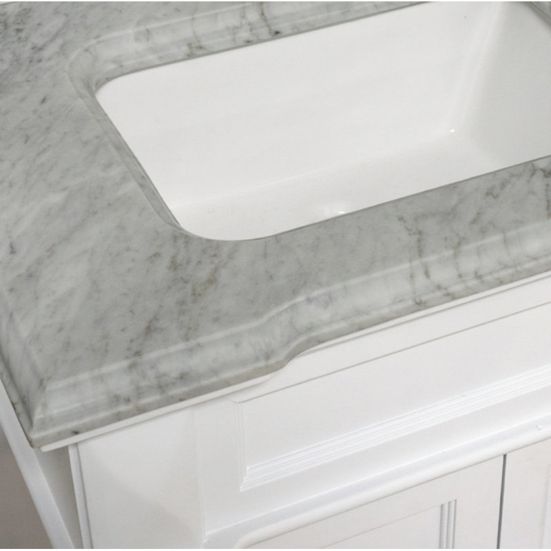 Aoibhin 30'' Single Bathroom Vanity with Top, White, Carrara Marble