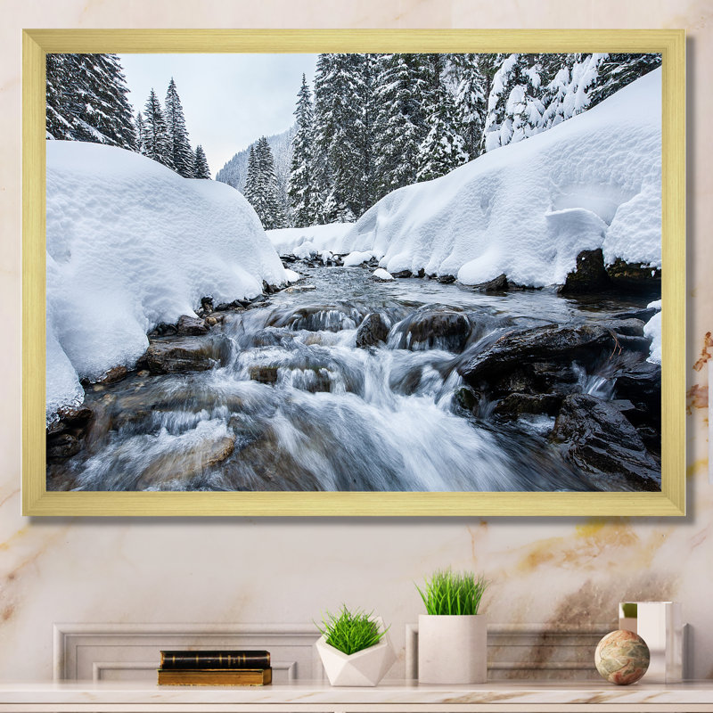 «Winter Alaskan Beauty VI» sur toile, H 12 po x l 20 po x P 1 po, Encadrement doré