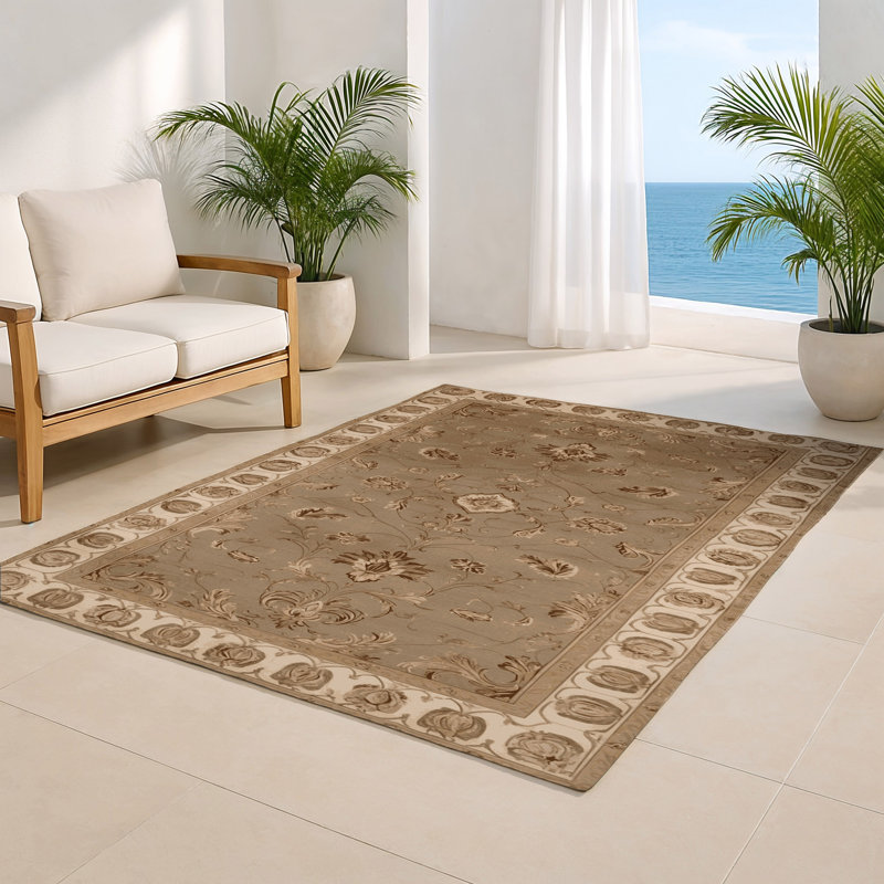Tapis beige français d'intérieur et d'extérieur, Rectangulaire 8 pi x 10 pi