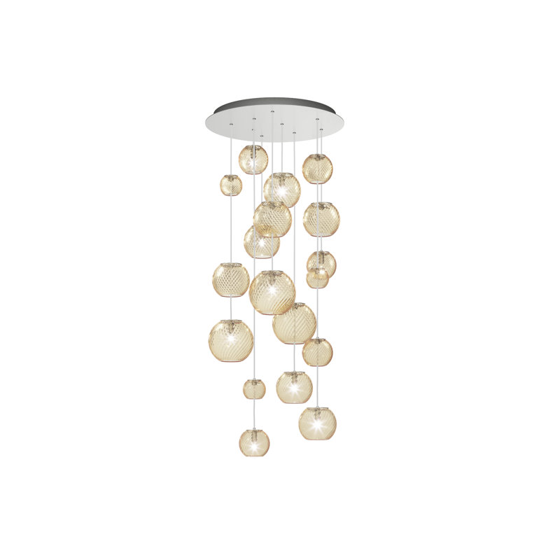 Oto 9 - Light Pendant, Amber Striped, Satin Nickel