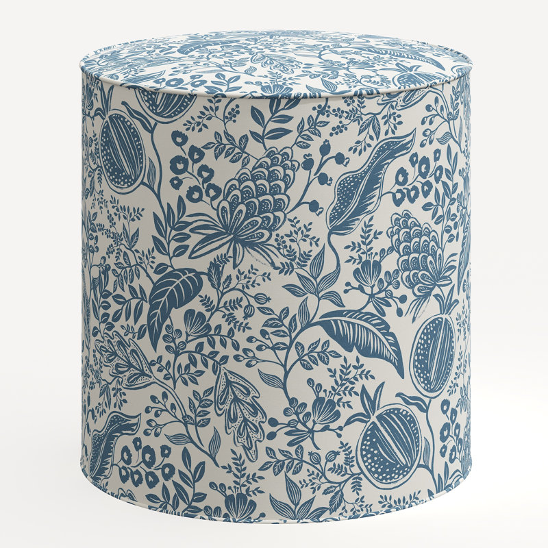 Billie Ottoman, Rpc Pomegranate Blue Linen