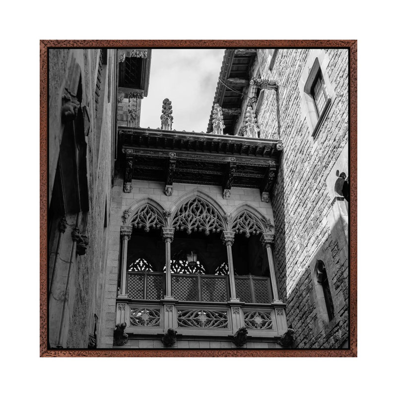 Barcelona Gothic Quarter II by Bethany Young - Print on Canvas, 66.04cm H x 66.04cm W x 3.81cm D, Classic Brown Wood Framed