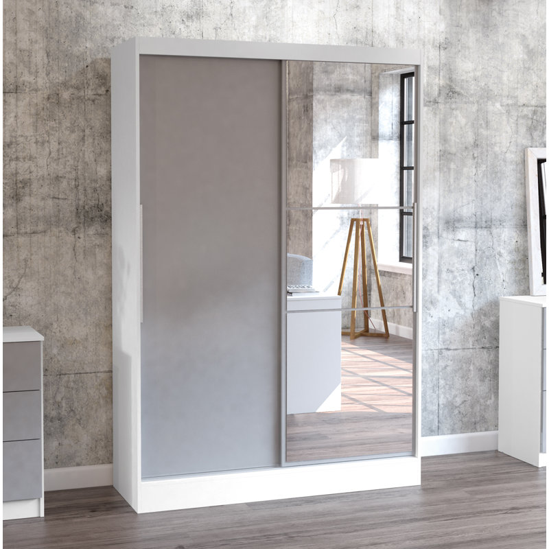 Marquitta 2 Door Sliding Wardrobe, White/Grey