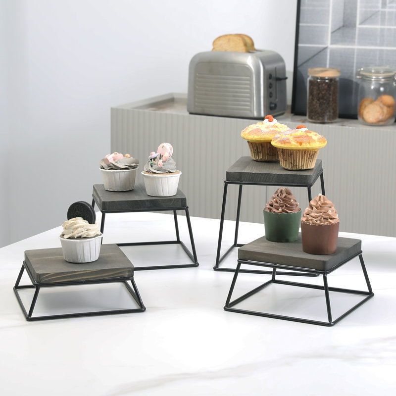 4-Piece Tiered Stand Set, Grey