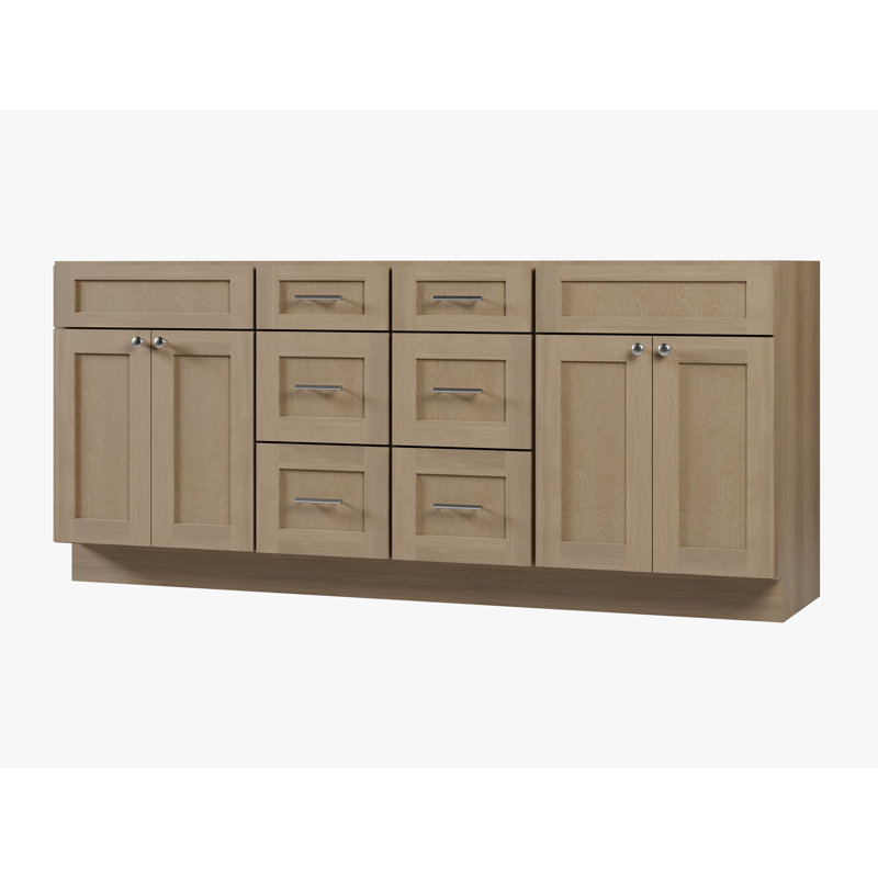 Disar 78'' Double Bathroom Vanity Base only in White, Natural Oak