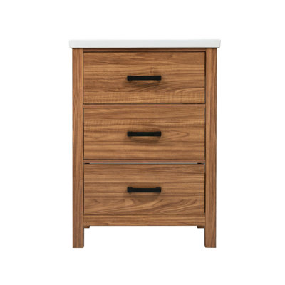 Ensemble de meuble-lavabo 48 po avec lavabo en céramique (sur pied), lavabo simple, bois naturel