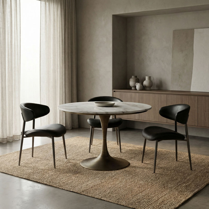 Table Joni 36 po, Laiton vieilli, Marbre Bianco Crown, 30"
