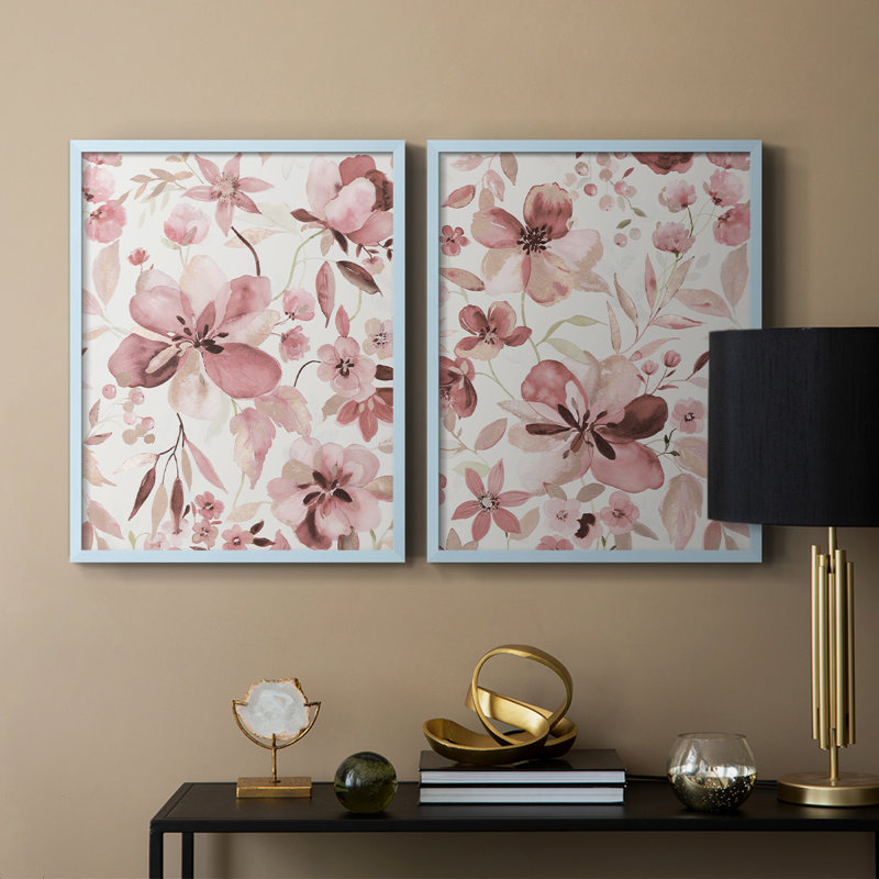 «Shimmering Blush I», reproduction encadrée de qualité supérieure - prête à être accrochée - aucun clou requis - aucun clou requis