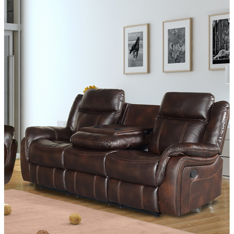 Hausmann Faux Leather Recliner, Brown Faux Leather