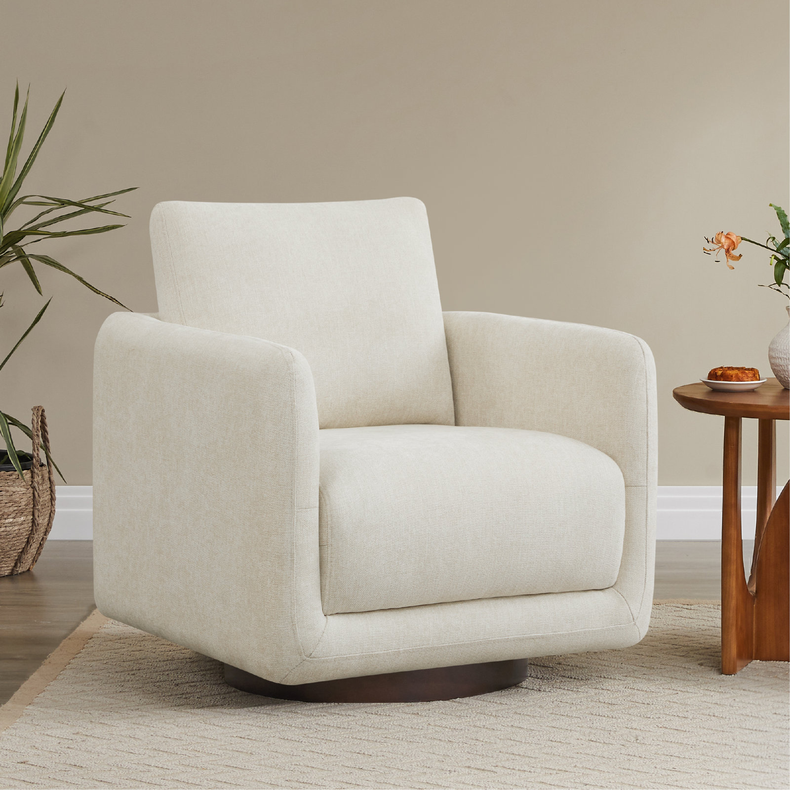 Swivel Armchair, Linen
