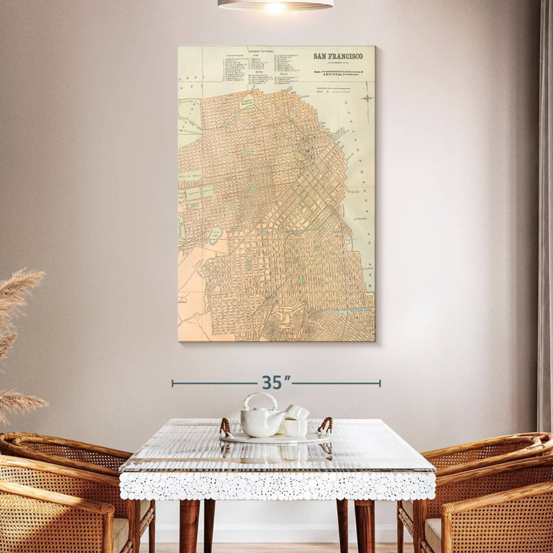 San Francisco Map, 51" H x 34" W