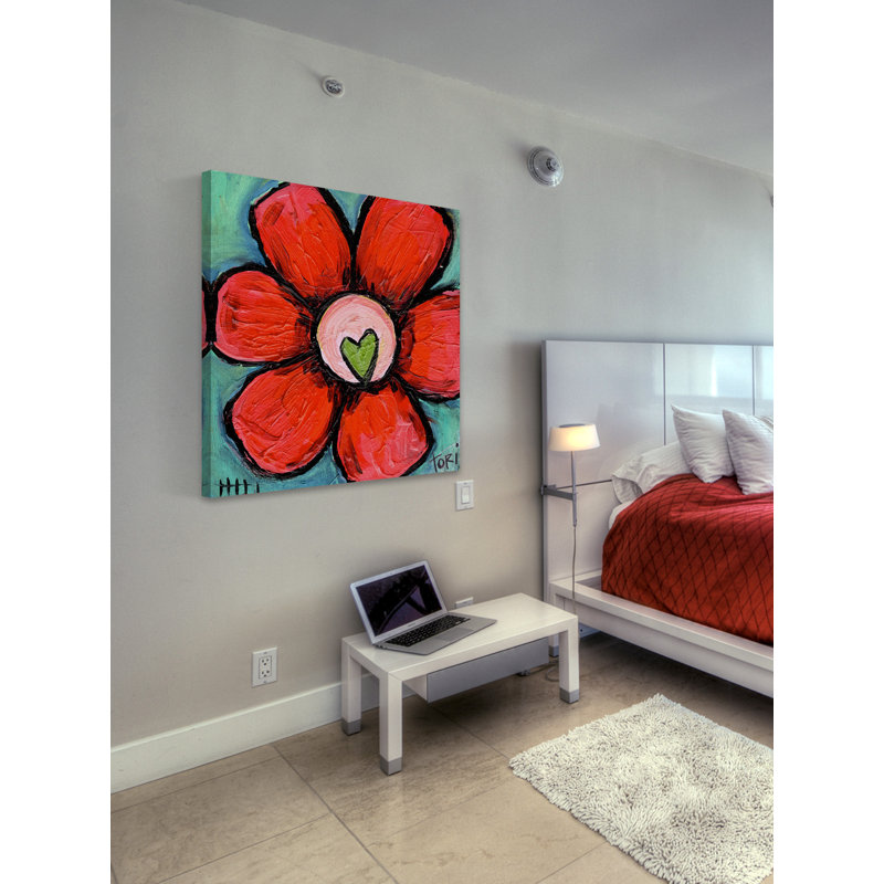 « pastèque fleur » par tori campisi, reproduction d’art sur toile tendue, H 32 po x l 32 po x P 1,5 po