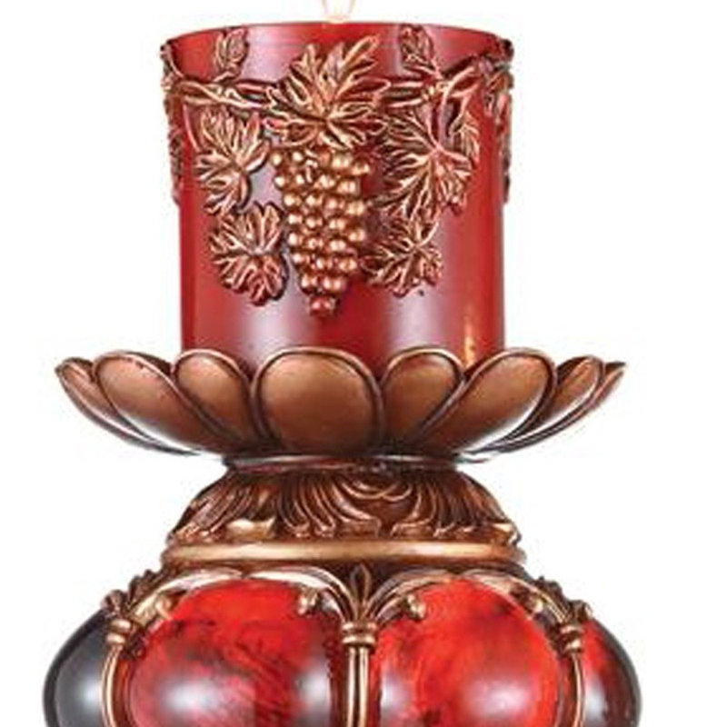Porte-bougie de table 20 po brun et rouge